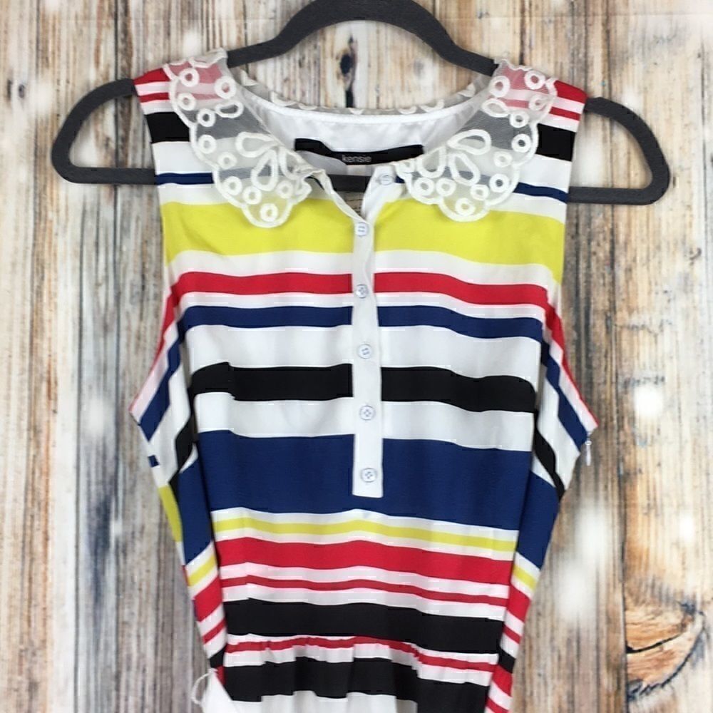 Kensie Dresses | Multi Stripe Collar Dress | L - Picture 3 of 7